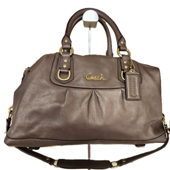 Coach Ashley Bronz Leather 2 Way Shoulder Bag Handbag - Picture 1 of 16